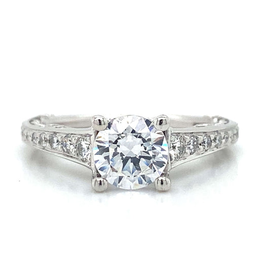 Ritani Pave Graduating Engagement Ring in 18K White Gold