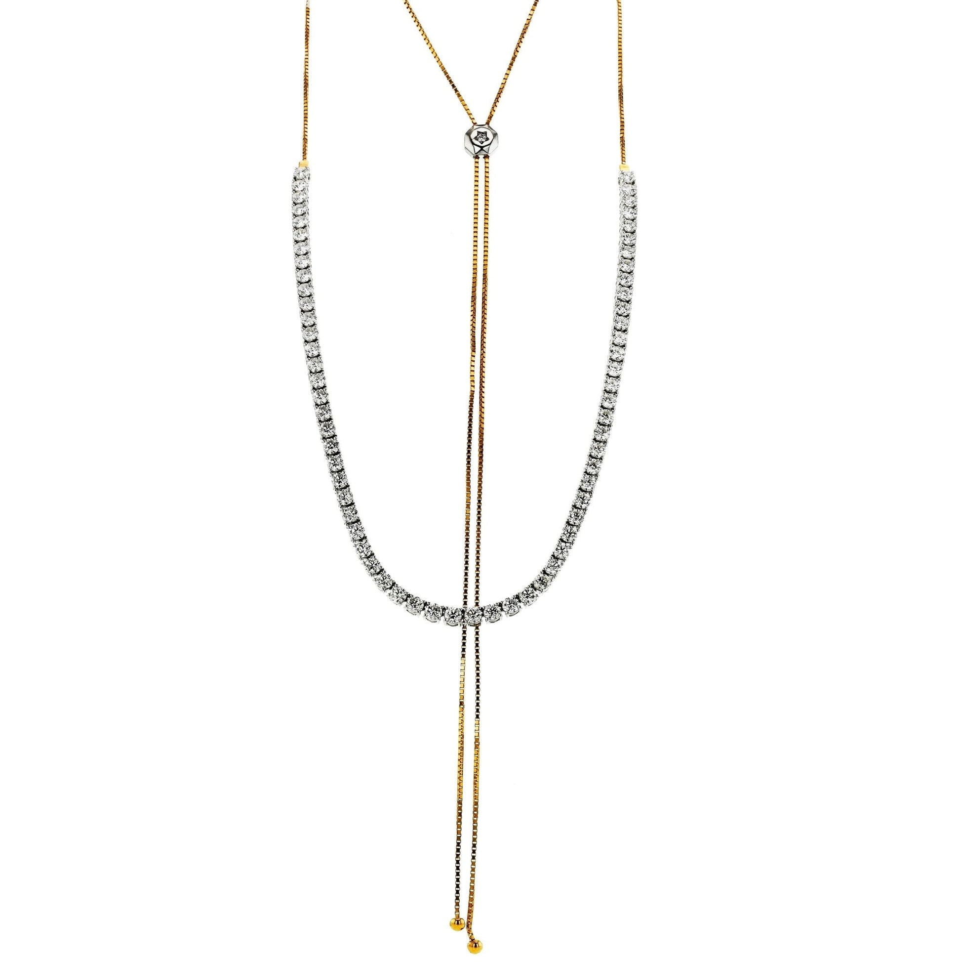 Adjustable Tennis Necklace in 18k Gold with Diamonds - Simon G. Jewelry