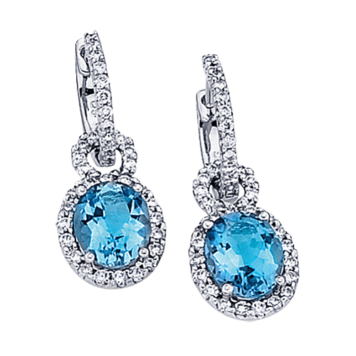 Aquamarine Earrings in 18k Gold with Diamonds - Simon G. Jewelry