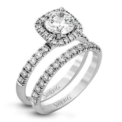 Simon G. Halo Pave Engagement Ring in 18K White Gold