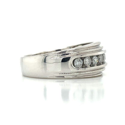 Channel Set Wedding Ring in 10K White Gold
