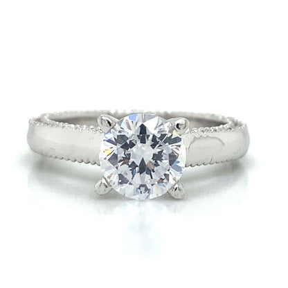 Verragio Solitaire Milgrain Engagement Ring in 18K White Gold
