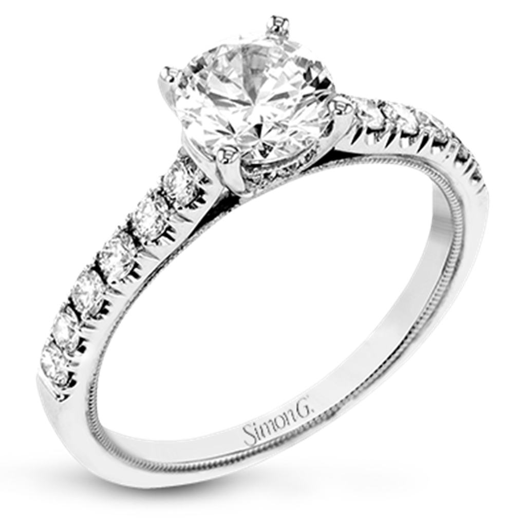 18K White Gold Round Diamond Engagement Ring