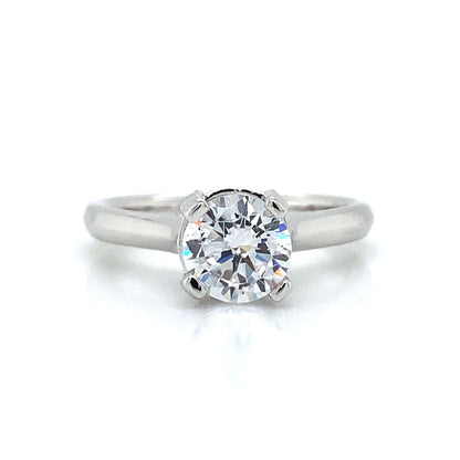 Solitaire Pave Prongs Engagement Ring in 18K White Gold