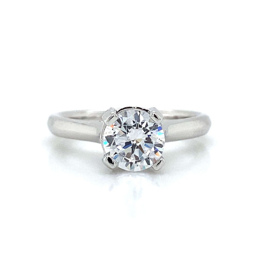 Solitaire Pave Prongs Engagement Ring in 18K White Gold