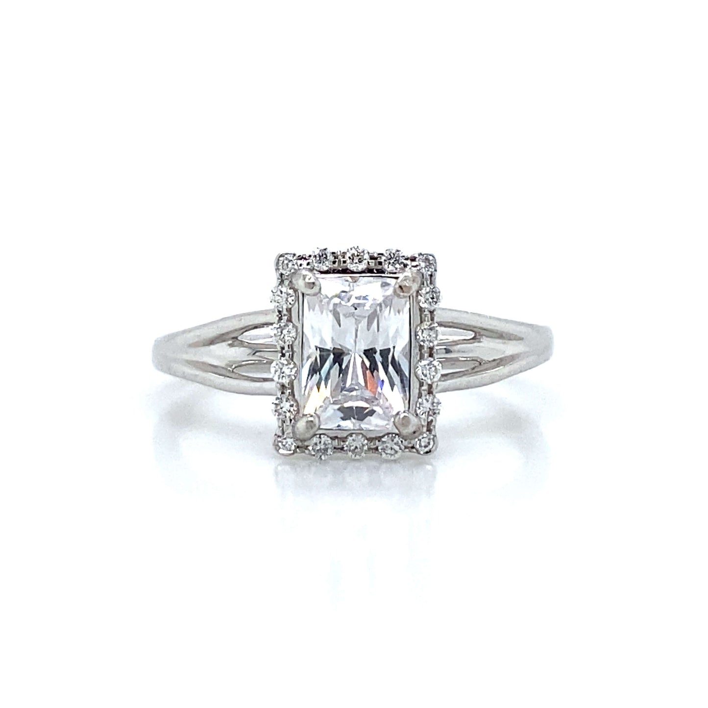 Verragio Square Halo Pave Engagement Ring in 18K White Gold