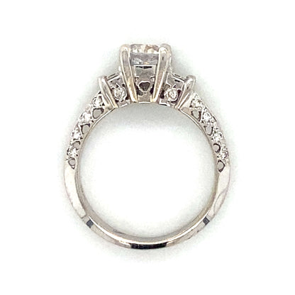 Three Stone Princess Cut Antique Engagement Ring in 18K White Gold