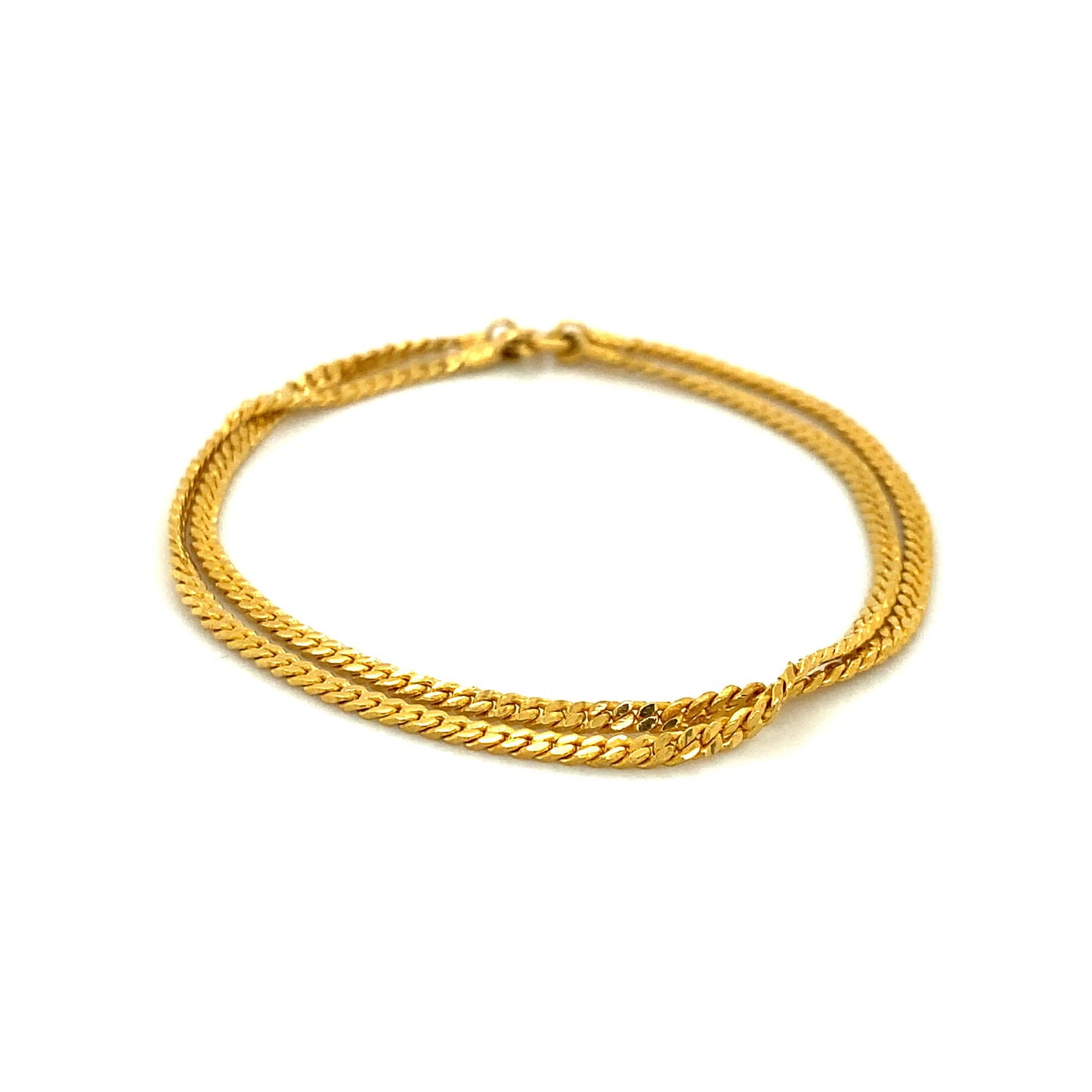 Double Curb Chain Bracelet in 22K Yellow Gold