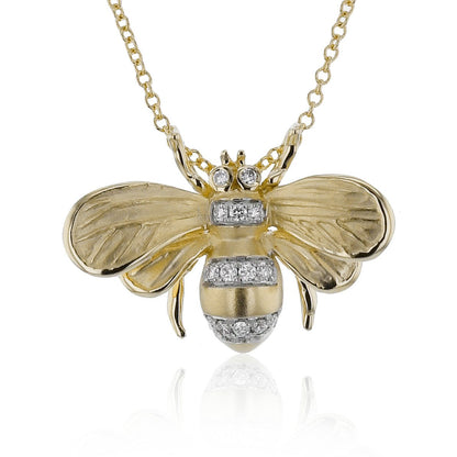 Bee Gemstone Pendant Necklace in 18k Gold with Diamonds