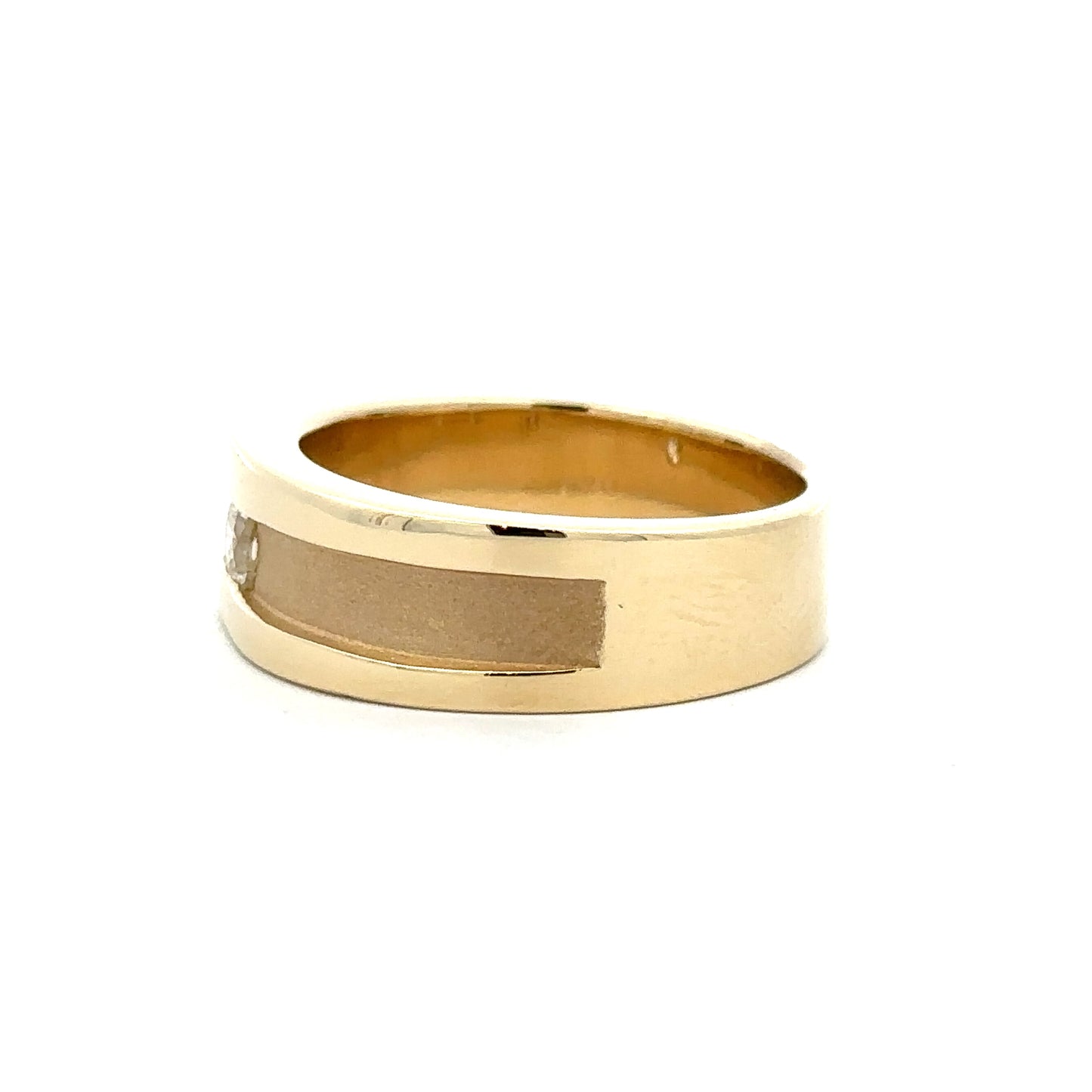 Brushed Diamond Band in 14K Yellow Gold
