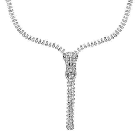 Diamond Zipper Lariat Necklace in 18K White Gold