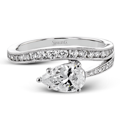 Simon G. Pave Fancy Split Shank Engagement Ring in 18K White Gold