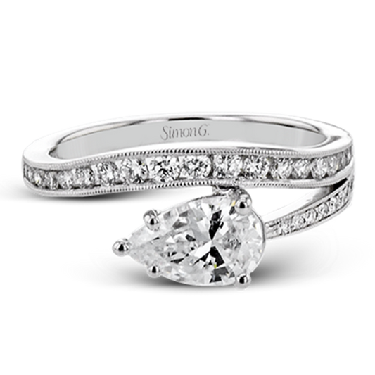 Simon G. Pave Fancy Split Shank Engagement Ring in 18K White Gold