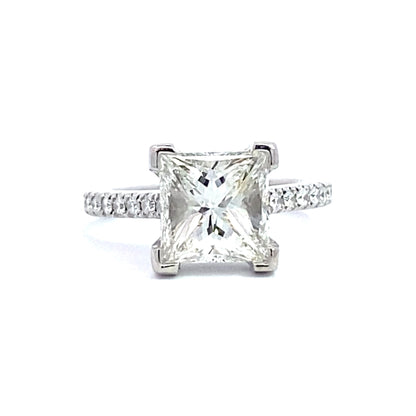 Hidden Halo Pave Cathedral Engagement Ring in Platinum