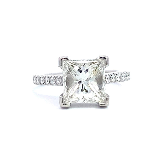 Hidden Halo Pave Cathedral Engagement Ring in Platinum