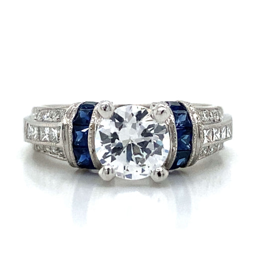 Tacori Sapphire & Diamond Pave Engagement Ring in Platinum