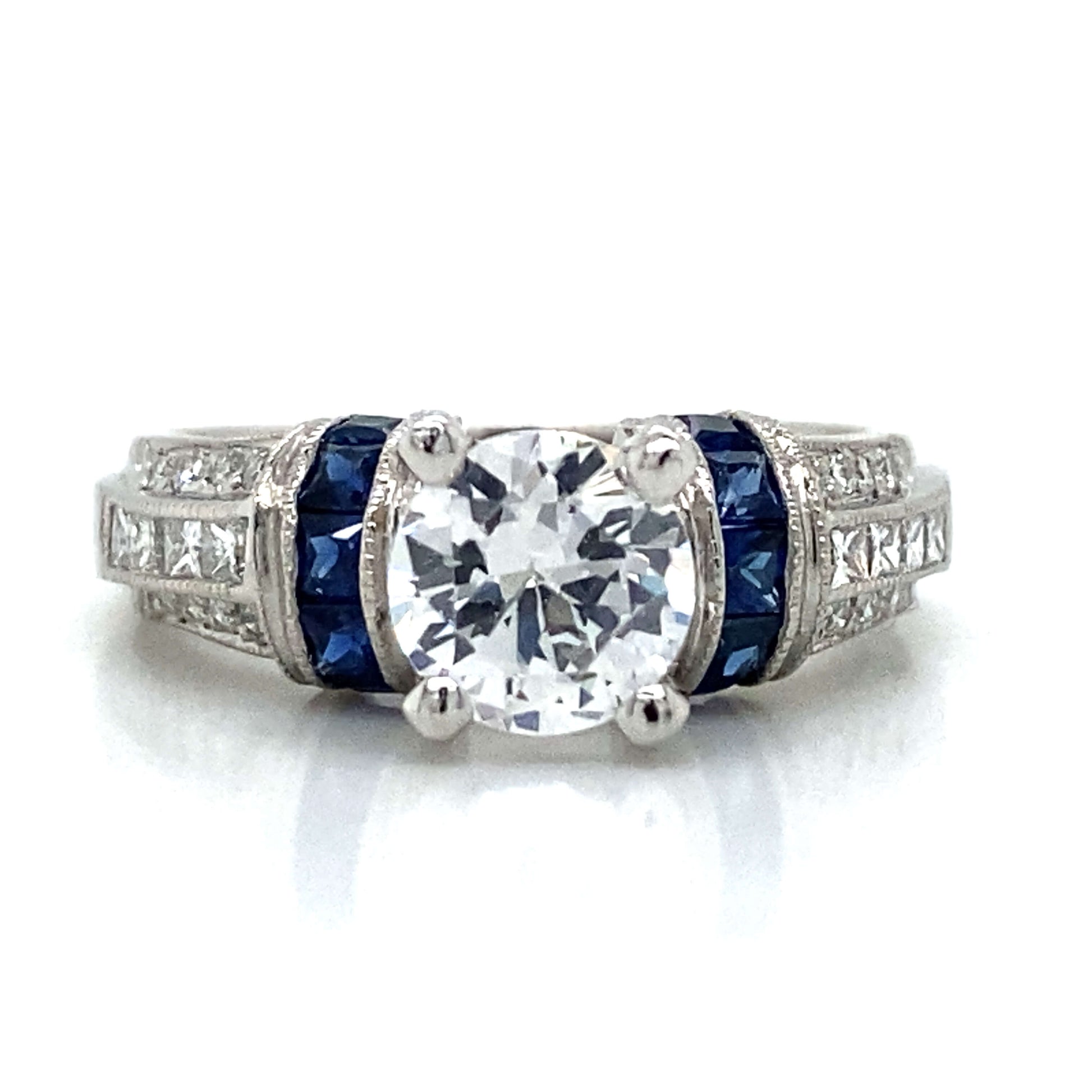 Tacori Sapphire Diamond Pave Engagement Ring in Platinum