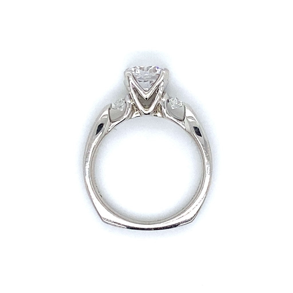 Verragio Three Stone Round & Pave Set Engagement Ring in Platinum