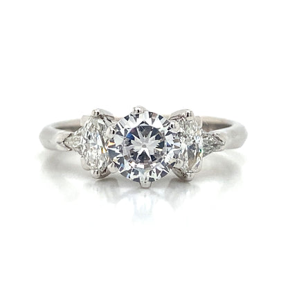 Five Stone Marquise & Trillion Shaped Engagement Ring in 18K White Gold