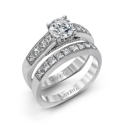 Simon G. Side Stone Channel Set Engagement Ring in 18K White Gold