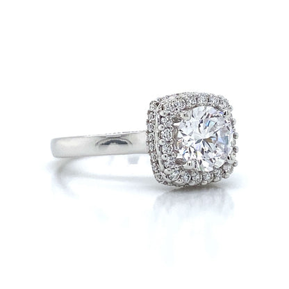 Verragio Outer Halo & Hidden Halo Milgrain Engagement Ring in 14K White Gold