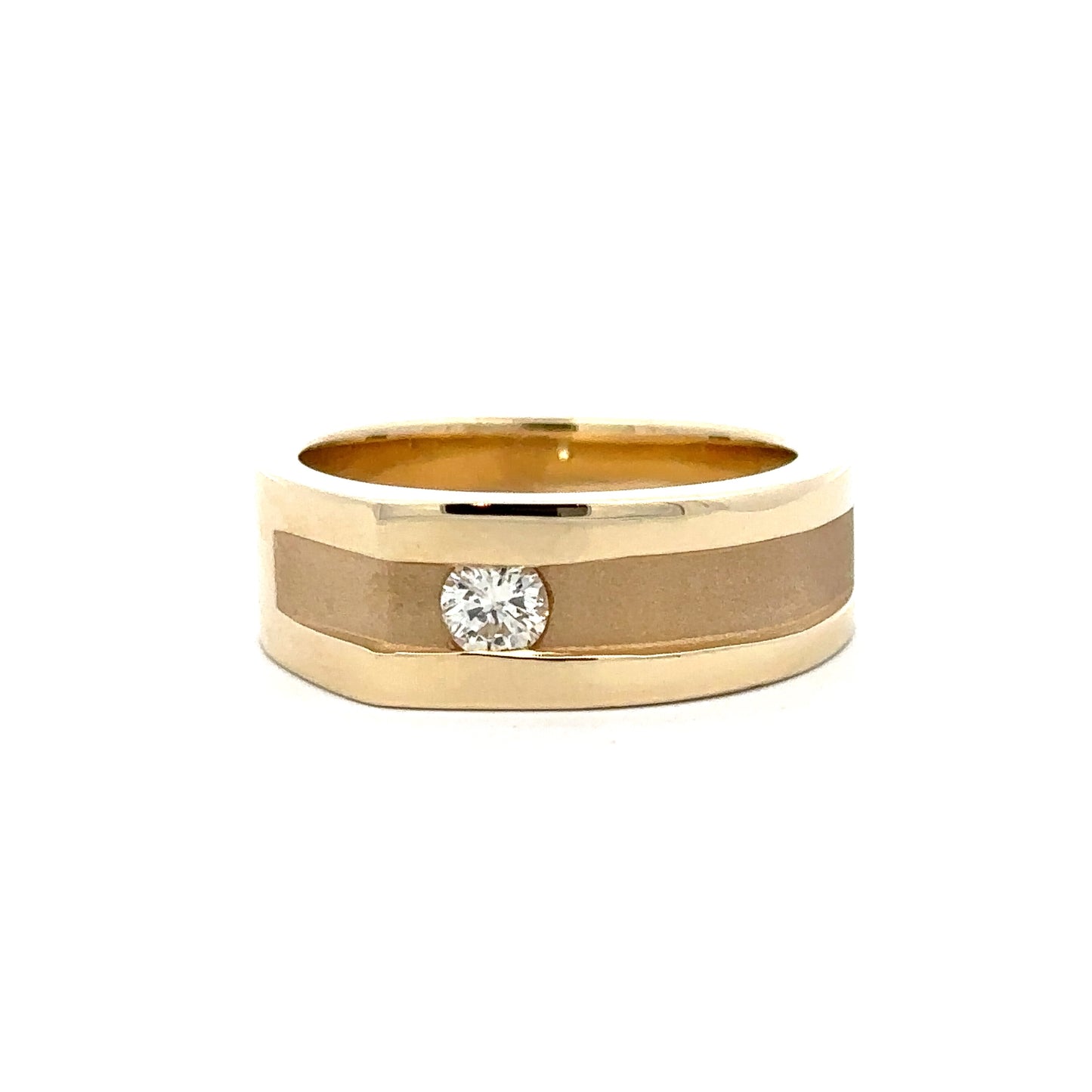 Brushed Diamond Band in 14K Yellow Gold