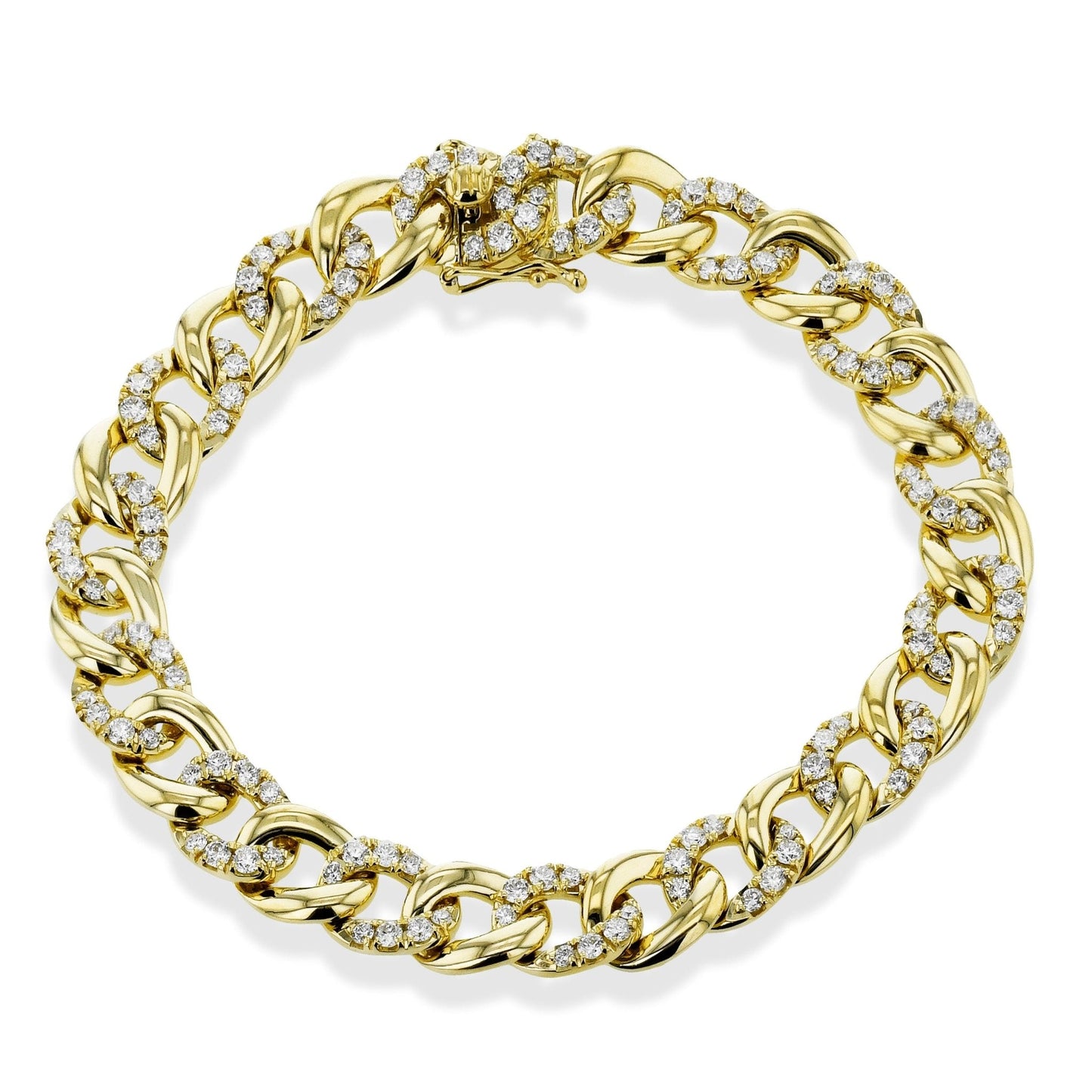 Cuban Link Bracelet in 18k Gold with Diamonds - Simon G. Jewelry