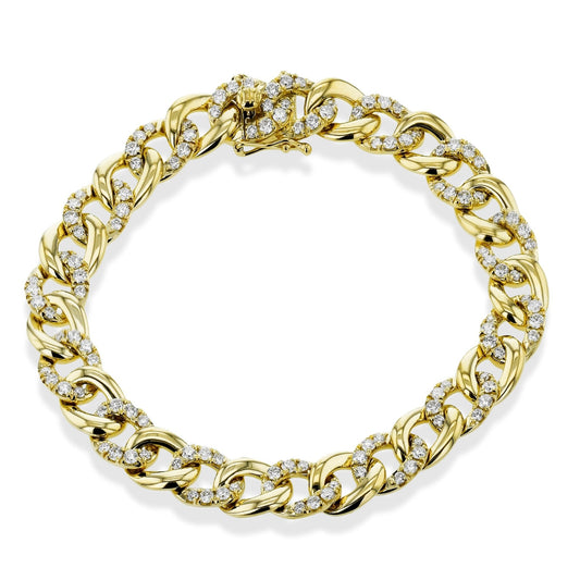 Cuban Link Bracelet in 18k Gold with Diamonds - Simon G. Jewelry