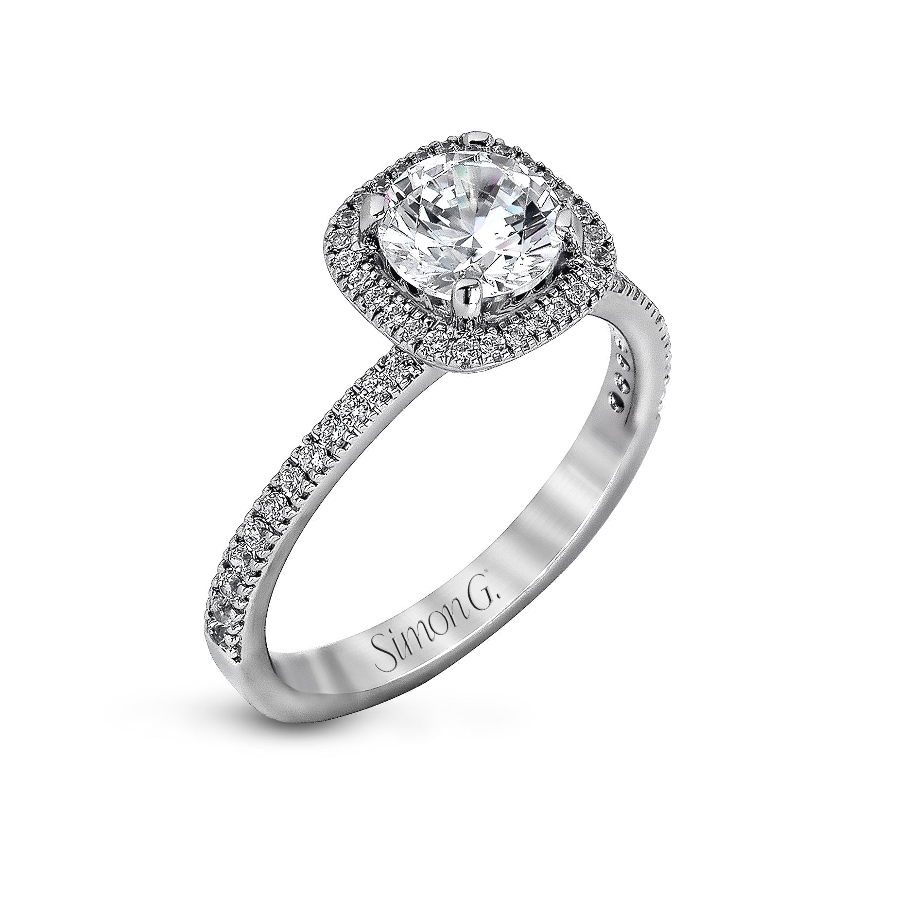 Cushion - Cut Halo Engagement Ring In 18k Gold With Diamonds - Simon G. Jewelry