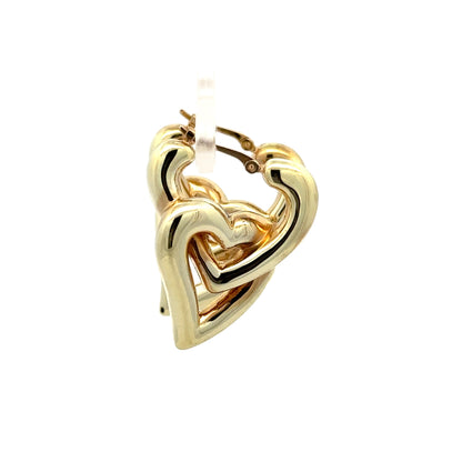 Dangle Heart Shaped Earrings in 14K Yellow Gold