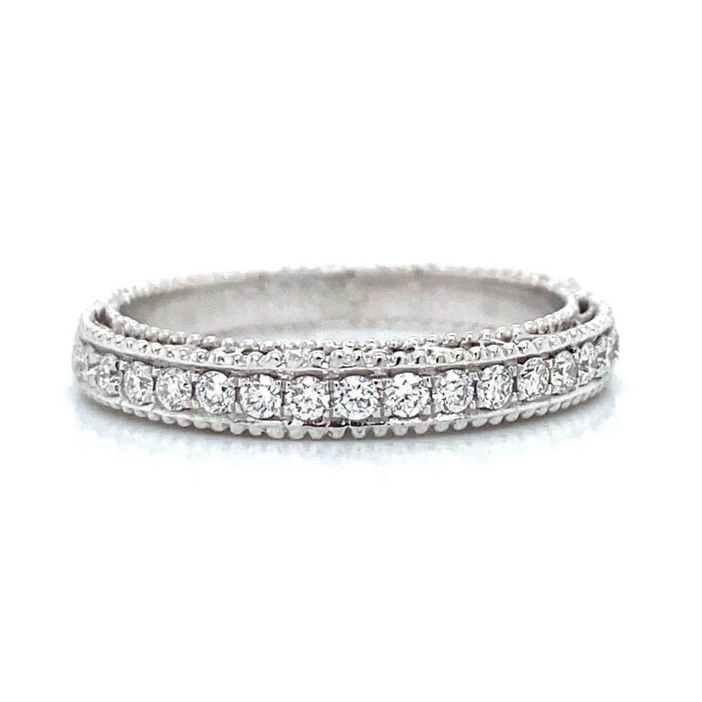 Verragio Milgrain Wedding Ring in 18K White Gold