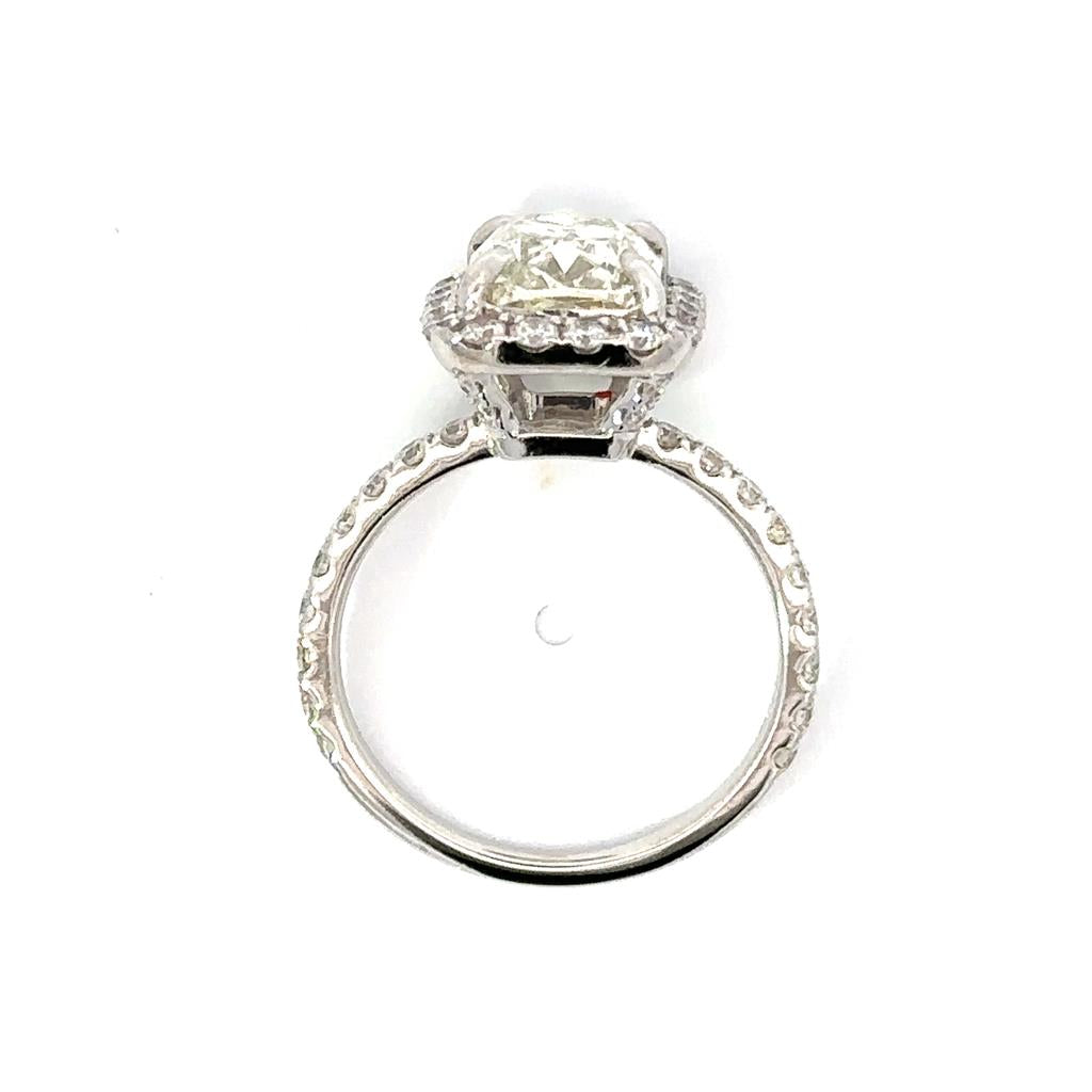Cushion Halo Engagement Ring in 18K White Gold
