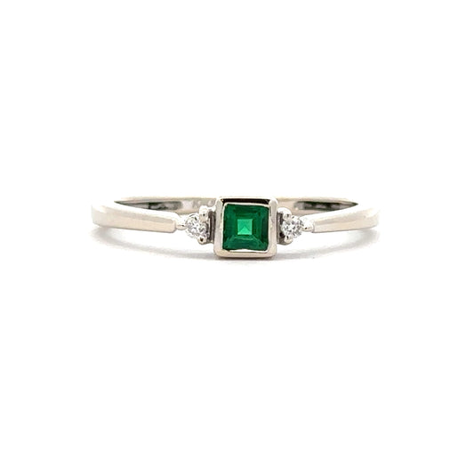 Columbian Emerald Ring in 10K White Gold