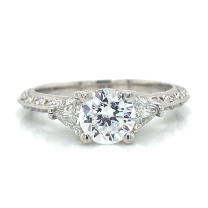 Tacori Three Stone Trillion & Pave Set Engagement Ring in Platinum