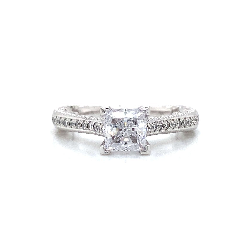 Verragio Pave Milgrain Engagement Ring in 18K White Gold