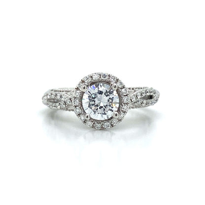 Verragio Halo Twisted Shank Engagement Ring in 18K White Gold