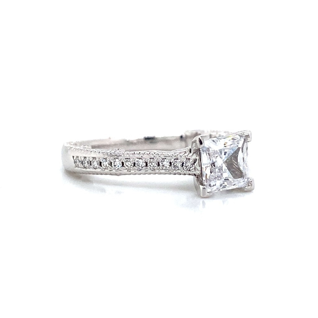 Verragio Pave Milgrain Engagement Ring in 18K White Gold