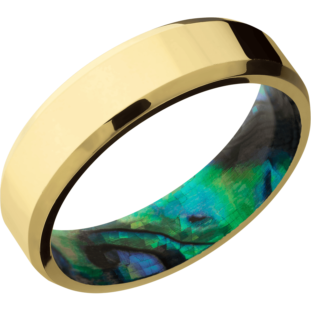 14K Yellow Gold + Polish , Polish Finish + Abalone