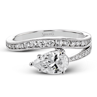 Simon G. Pave Fancy Split Shank Engagement Ring in 18K White Gold