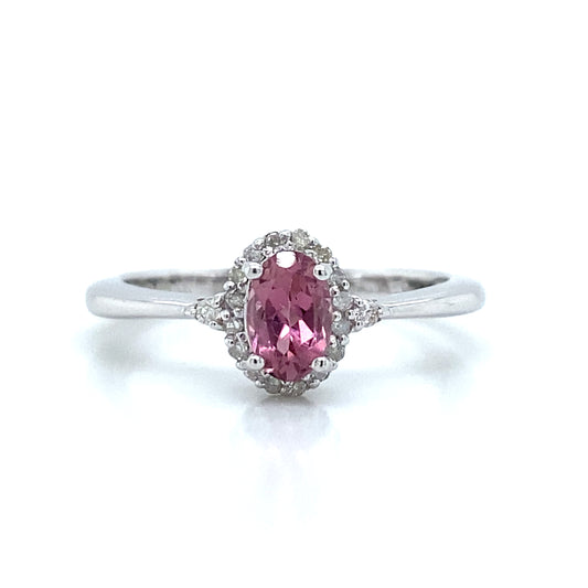 Tourmaline and Diamond Ring in 14K White Gold