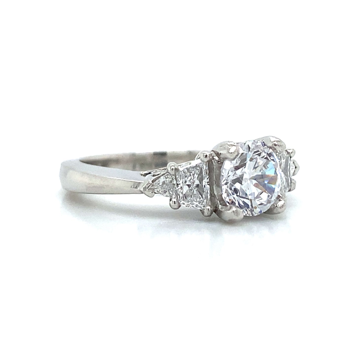 Five Stone Trapezoid & Trillion Shaped Engagement Ring in Platinum
