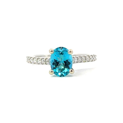 Side Stone Engagement Ring in 14K White Gold
