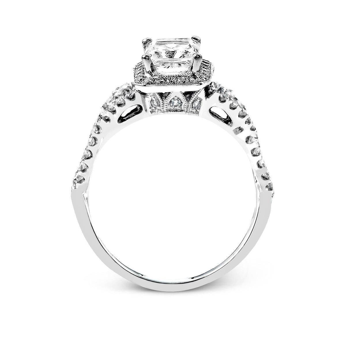Emerald - Cut Halo Engagement Ring In 18k Gold With Diamonds - Simon G. Jewelry