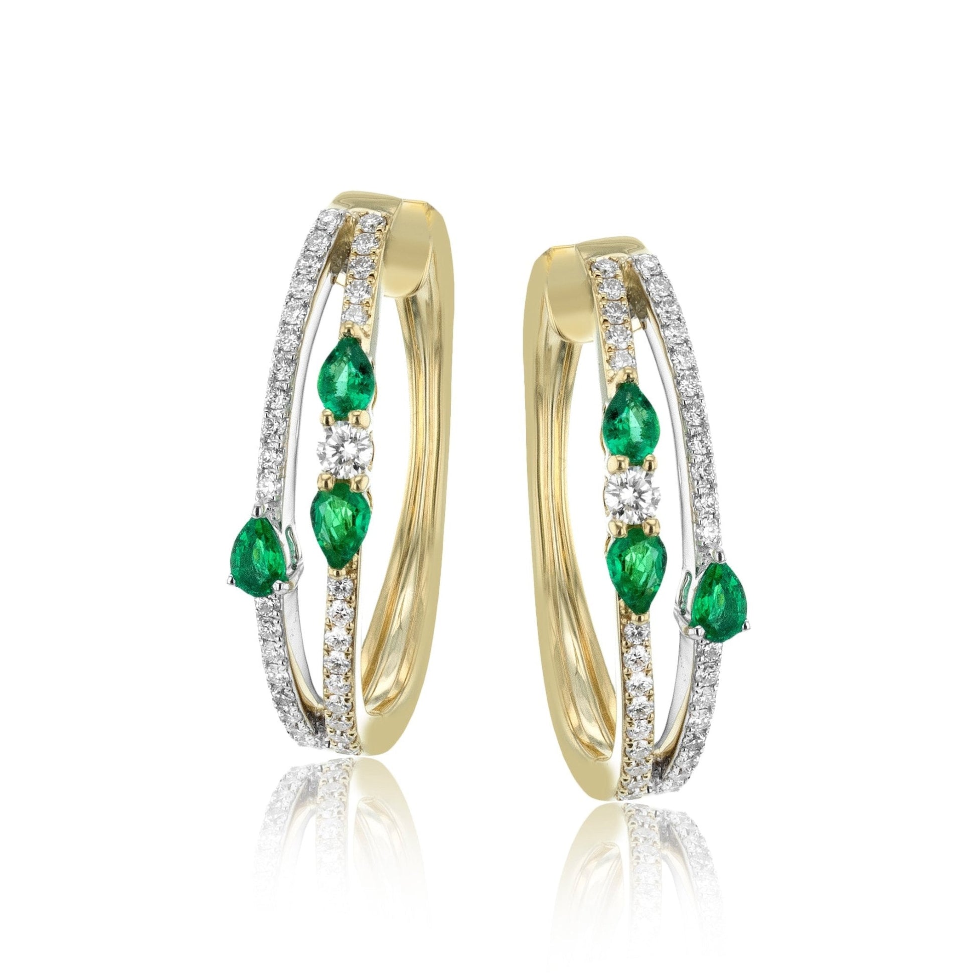 Emerald Earrings in 18k Gold with Diamonds - Simon G. Jewelry