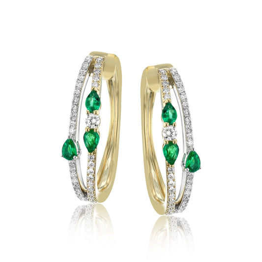 Emerald Earrings in 18k Gold with Diamonds - Simon G. Jewelry
