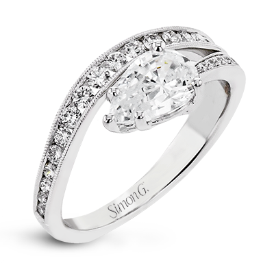 Simon G. Pave Fancy Split Shank Engagement Ring in 18K White Gold