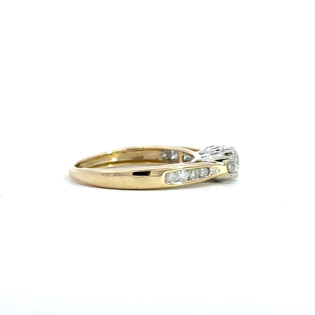 Diamond Ring in 14k White & Yellow Gold