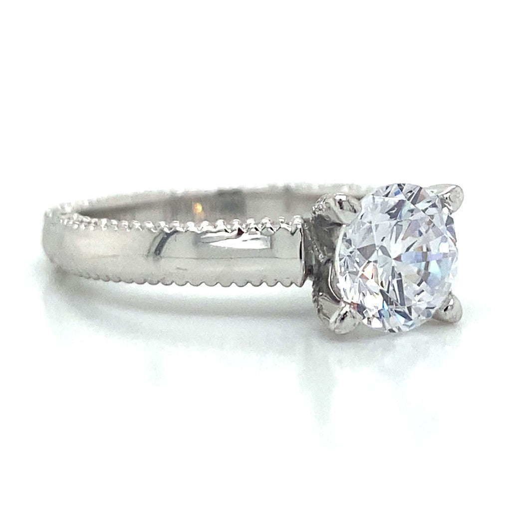 Verragio Solitaire Milgrain Engagement Ring in 18K White Gold