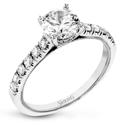 18K White Gold Round Diamond Engagement Ring