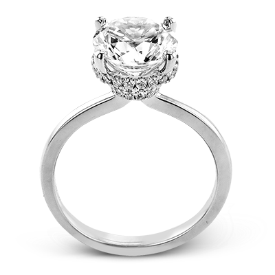 Double Hidden Halo Engagement Ring in 18k White Gold